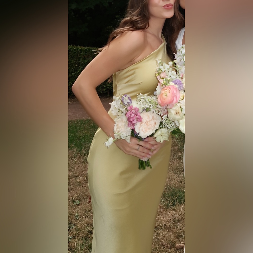 One shoulder Satin Dress - Sage Green
